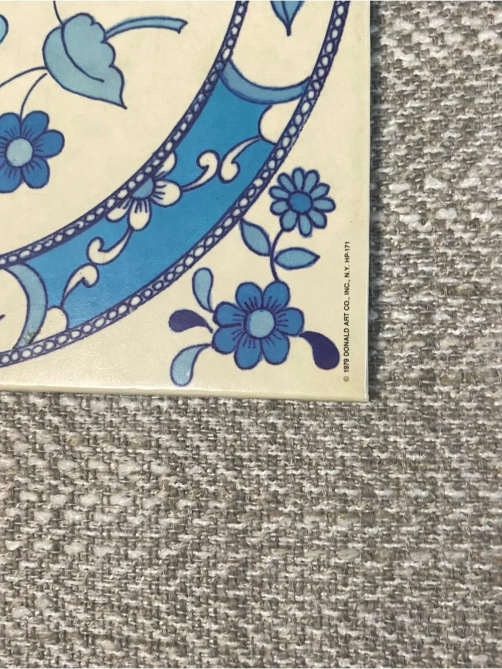 Vintage 1970s Litho In USA Donald Art Co Decor For Wall (1979) Blue & Cream
